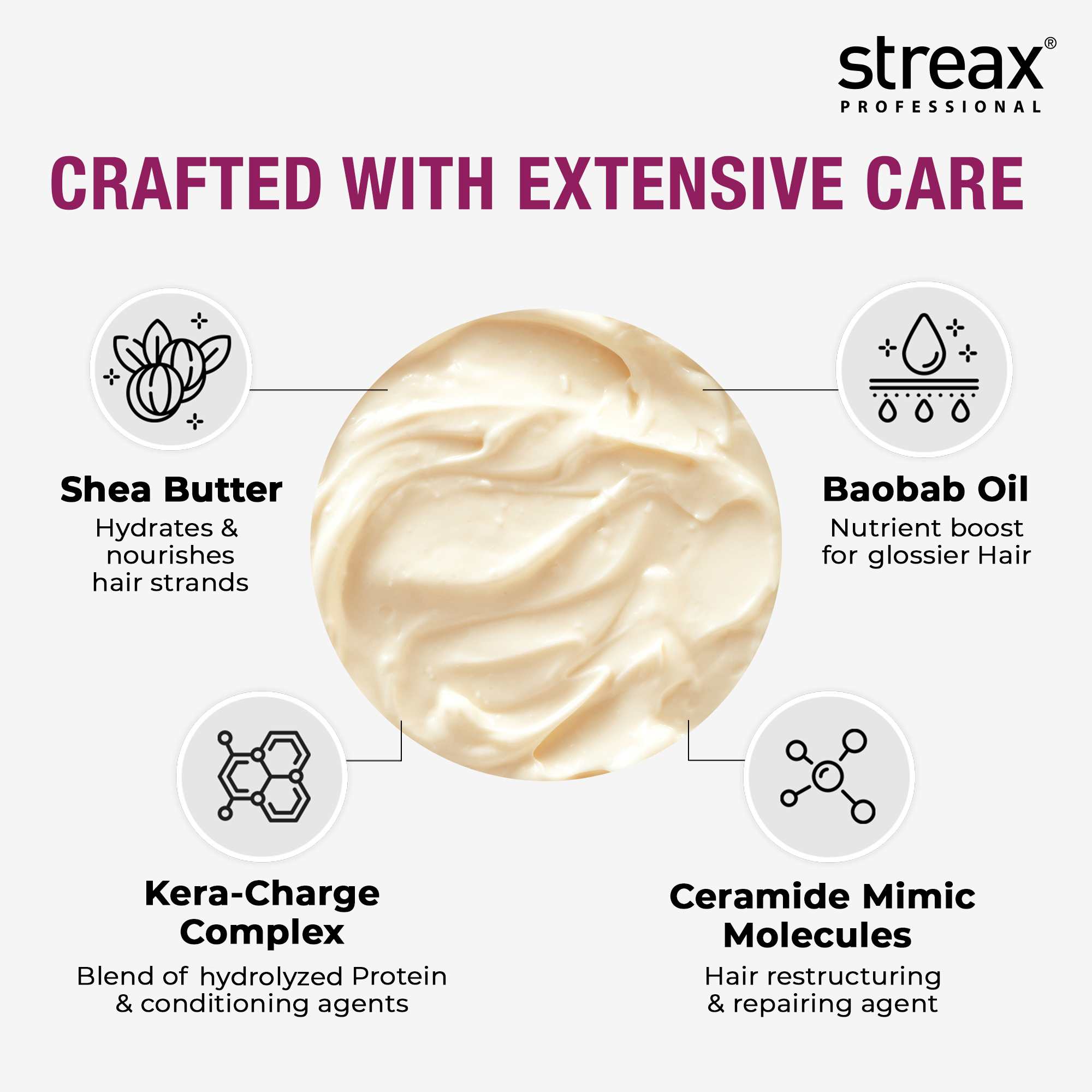 Streax Professional Canvoline Conditioner With Kera-Charge & Baobab Oil, 240g Buy at Indicrest Image 3