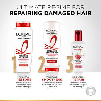 L'Oreal Paris Total Repair 5 Repairing Shampoo With Keratin XS For Damaged Hair, 180ml Buy at Indicrest Image 9