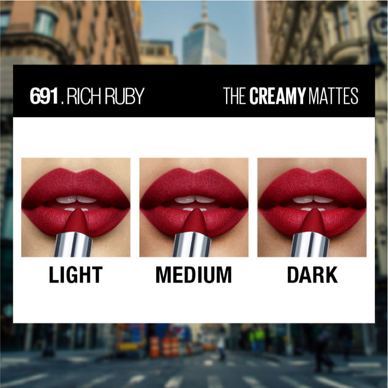 Maybelline New York Color Sensatiol Creamy Matte Lipstick, Lasts Up To 12H - Rich Ruby, 3.9g Buy at Indicrest Image 3