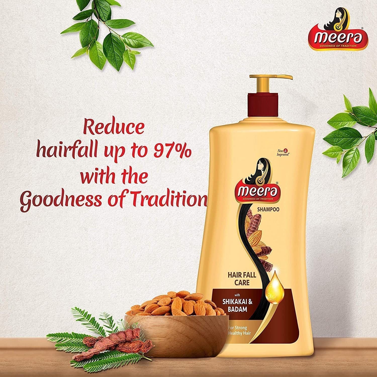 Meera Hairfall Care Shampoo, With Goodness Of Badam and Shikakai, 650ml Buy at Indicrest Image 3