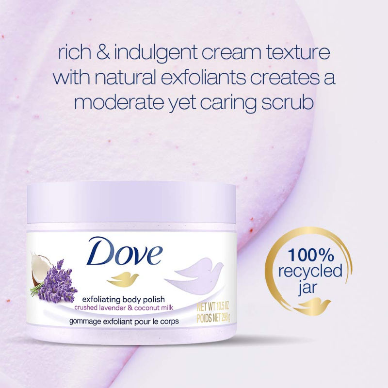 Dove Exfoliating Body Polish Scrub With Crushed Lavender And Coconut Milk, 298g Buy at Indicrest Image 5
