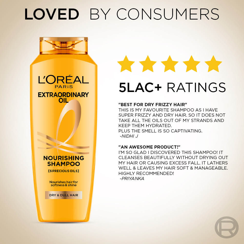 L'Oreal Paris Extraordinary Oil Nourishing Shampoo For Dry & Dull Hair, 340ml Buy at Indicrest Image 6