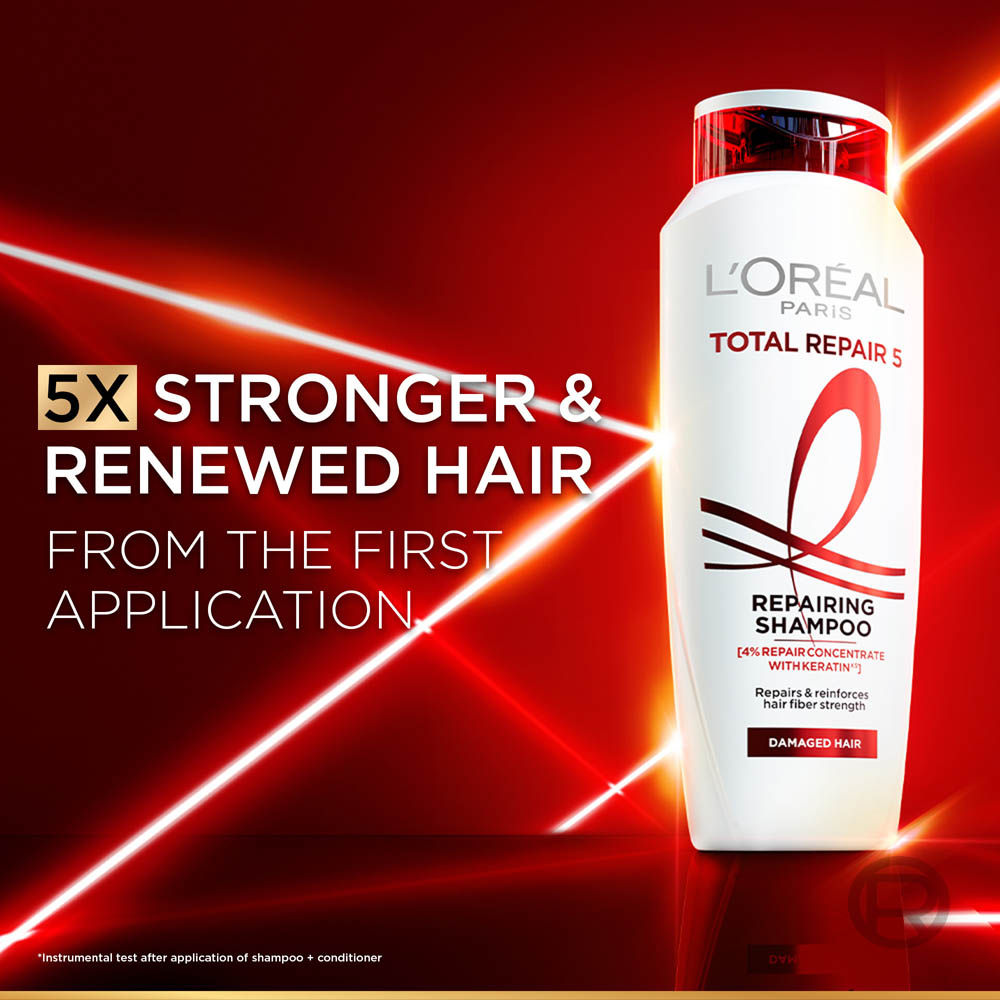 L'Oreal Paris Total Repair 5 Repairing Shampoo With Keratin XS For Damaged Hair, 1 Litre Buy at Indicrest Image 6