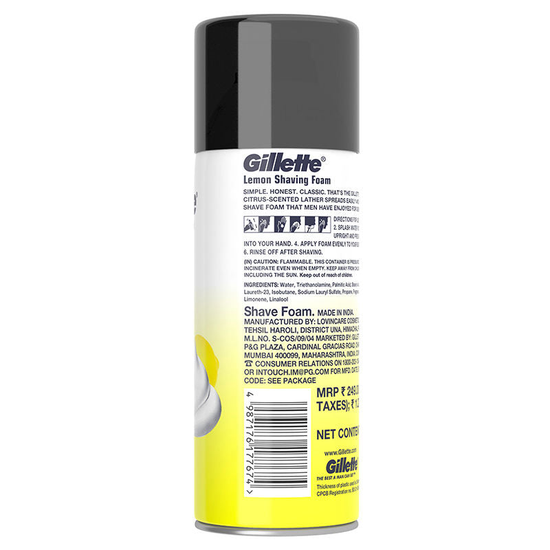 Gillette Classic Lemon Lime Shave Foam, 196g Buy at Indicrest Image 2