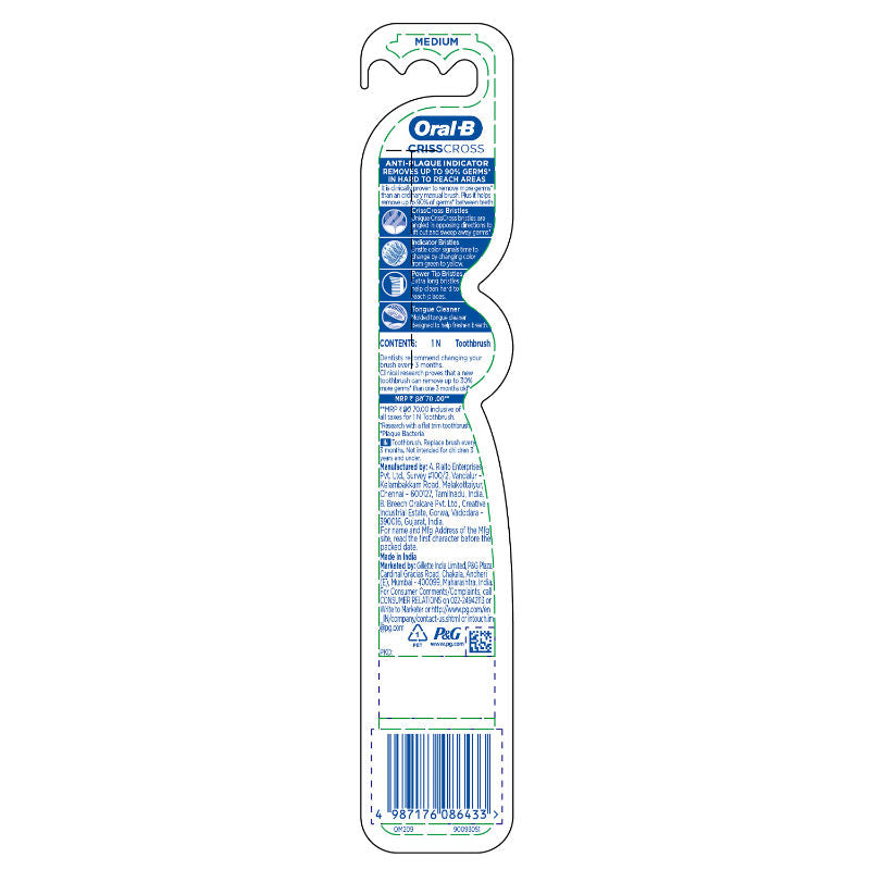 Oral-B Criss Cross Toothbrush (Pack of 1, Medium) Buy at Indicrest Image 2