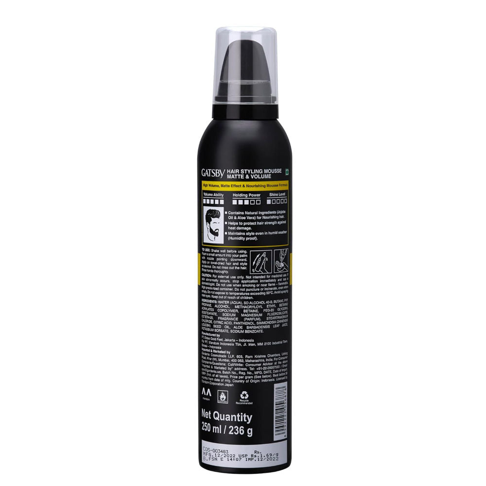 Gatsby Japan Hair Styling Mousse - Matte & Volume, 250ml Buy at Indicrest Image 2