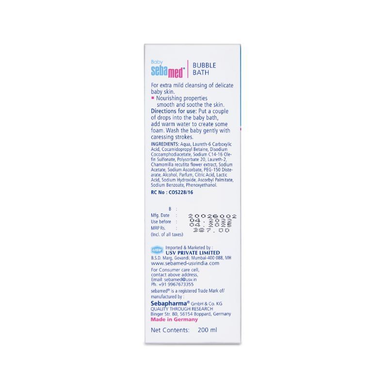 Sebamed Baby Bubble Bath, PH 5.5, Camomile, No Tears Sugar Based Cleanser, Soap Free, 200ml Buy at Indicrest Image 5