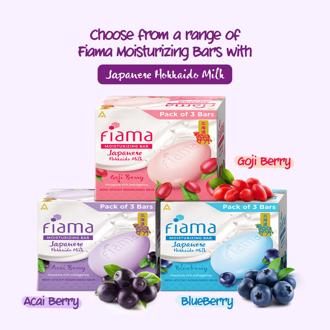 Fiama Japanese Hokkaido Milk & Acai Berry Moisturizing Soap Bars (Pack of 3), 375g Buy at Indicrest Image 7