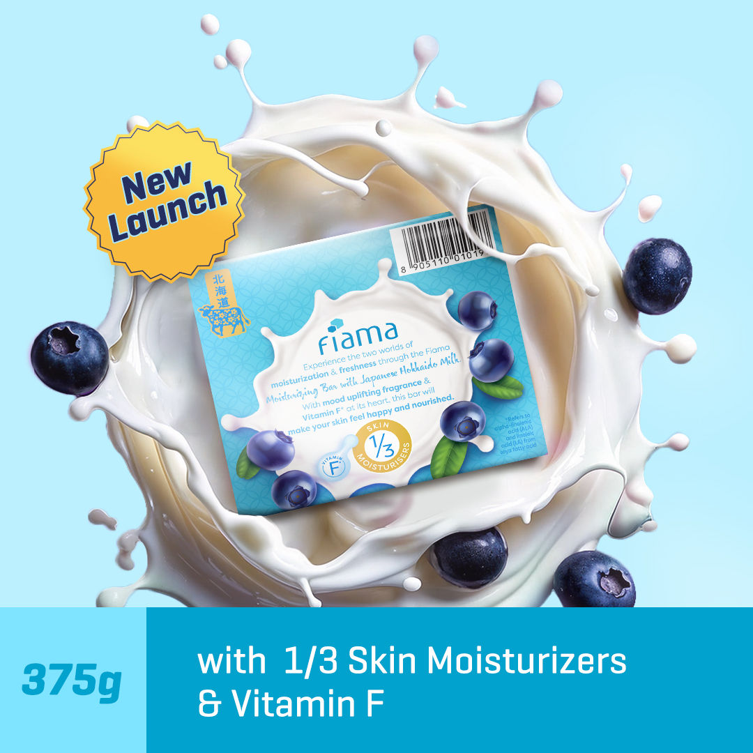 Fiama Japanese Hokkaido Milk & Blueberry Moisturizing Soap Bars (Pack Of 3), 375g Buy at Indicrest Image 3