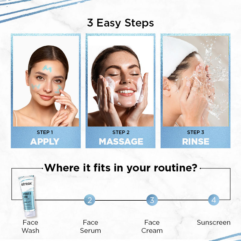 Streax Skin Hydrate & Shine Face Wash Cleanser For Brightening, 48 Hr Hydration, 100ml Buy at Indicrest Image 6