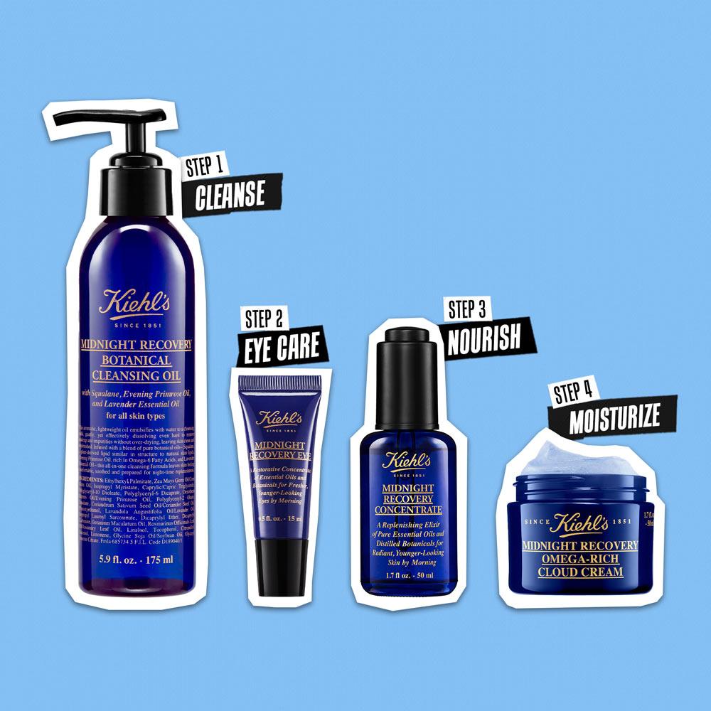 Kiehl's Midnight Recovery Concentrate Serum With Botanical Oil Blend For Radiant Skin, 15ml