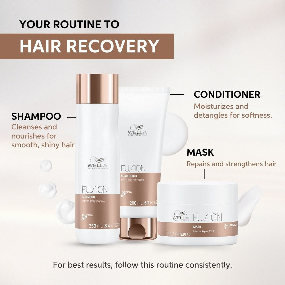 Wella Professionals Fusion Intense Repair Shampoo For Damaged Hair With Silk Amino Acids, 50ml Buy at Indicrest Image 8