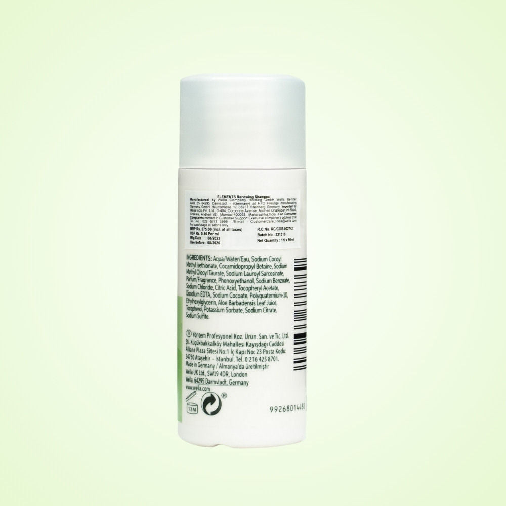 Wella Professionals Elements Renewing Sulfate & Paraben Free Shampoo With Aloe Vera, 50ml Buy at Indicrest Image 10