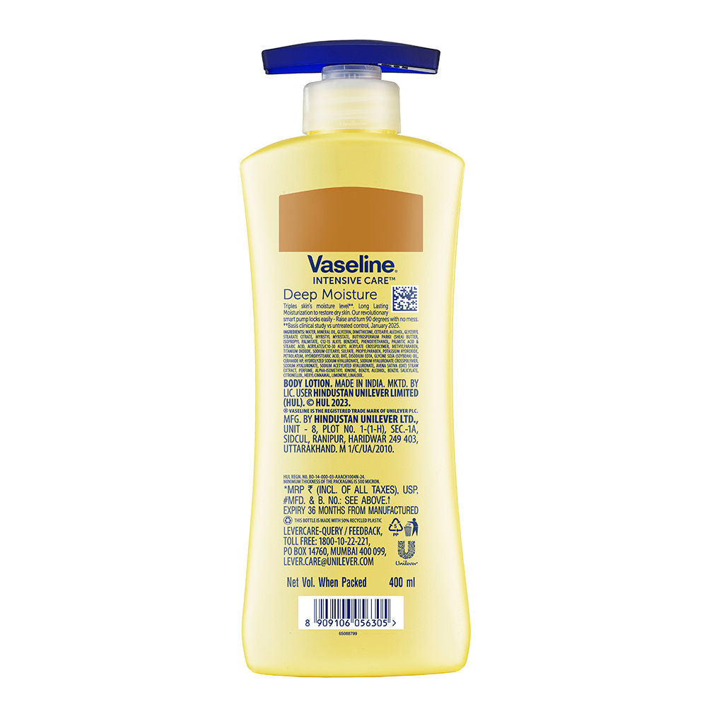 Vaseline Intensive Care Deep Moisture 48 HR Long Lasting Nourishing Body Lotion With Glycerin For Dry Rough Skin, 400ml Buy at Indicrest Image 2