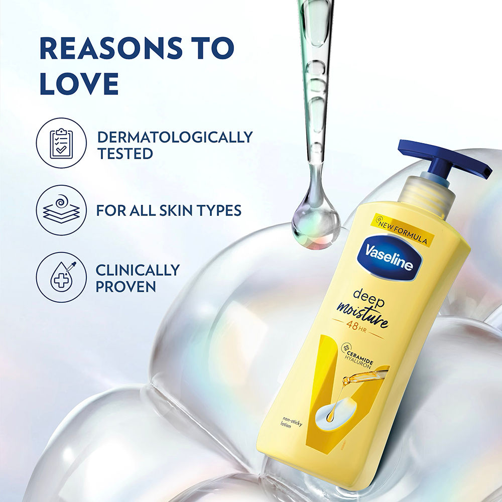 Vaseline Intensive Care Deep Moisture 48 HR Long Lasting Nourishing Body Lotion With Glycerin For Dry Rough Skin, 400ml Buy at Indicrest Image 7