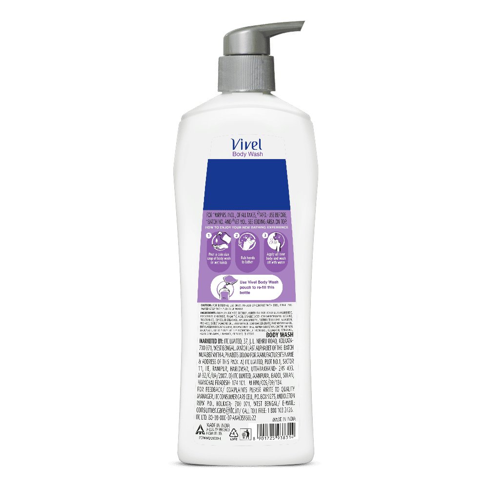 Vivel Moisturizing Fragrant Body Wash Lavender & Almond Oil Pump Bottle Shower Gel, 500ml Buy at Indicrest Image 5