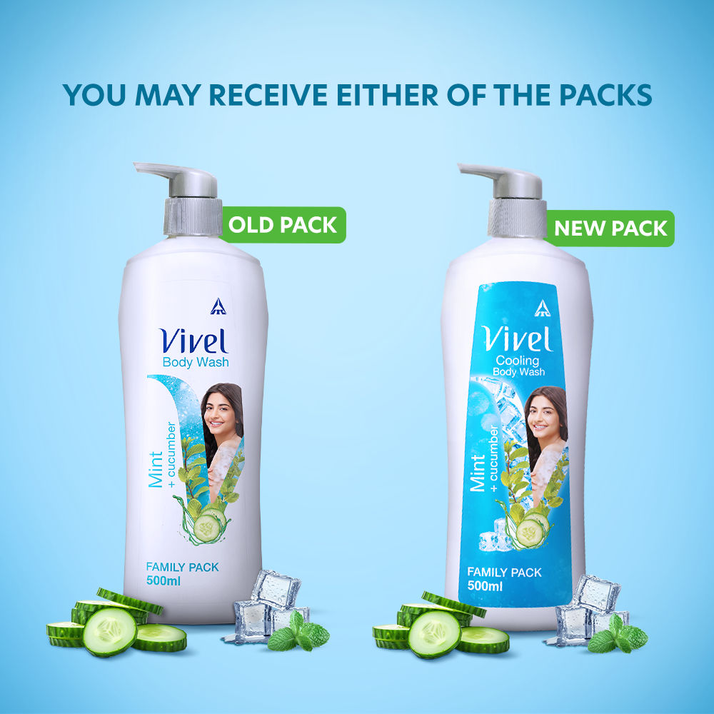 Vivel Refreshing Cooling Body Wash Mint & Cucumber Pump Bottle Shower Gel, 500ml Buy at Indicrest Image 7