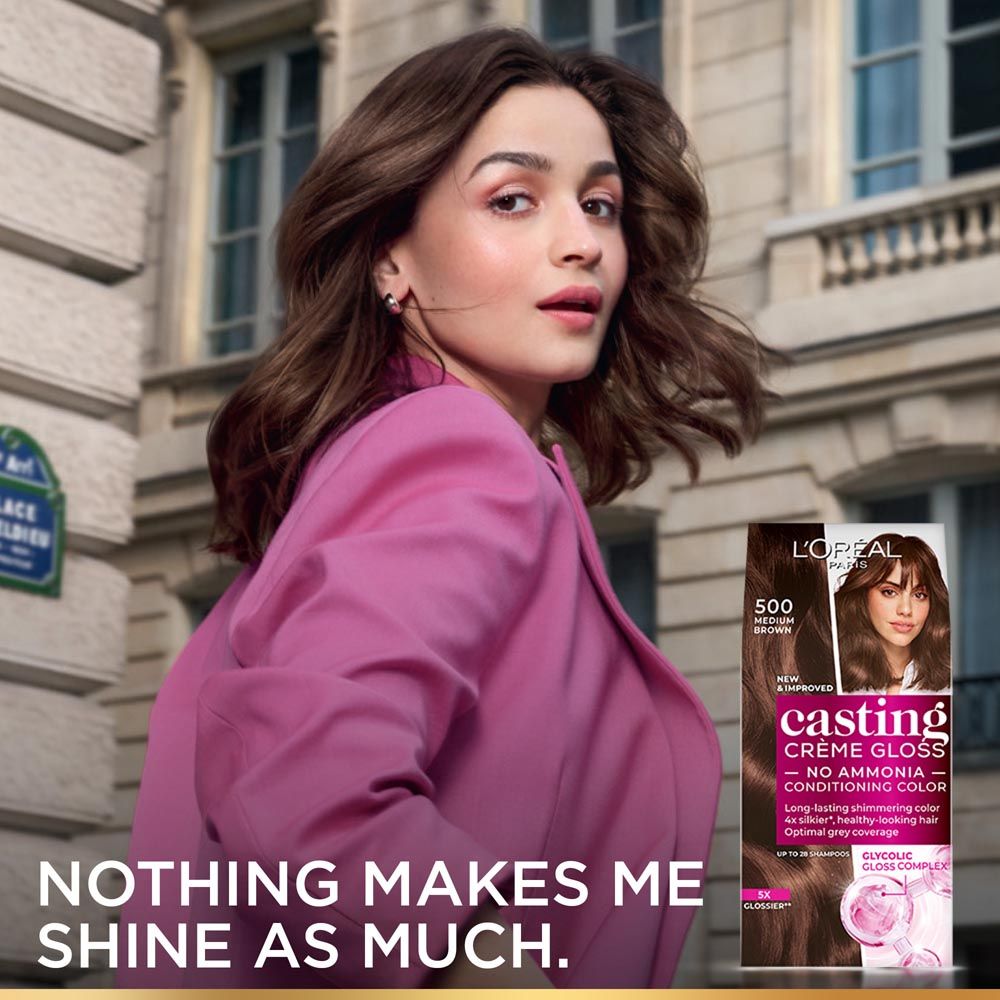 L'Oréal Paris Casting Creme Gloss Hair Color With Glycolic Gloss Complex - 400 Dark Brown, 60ml+100g Buy at Indicrest Image 3