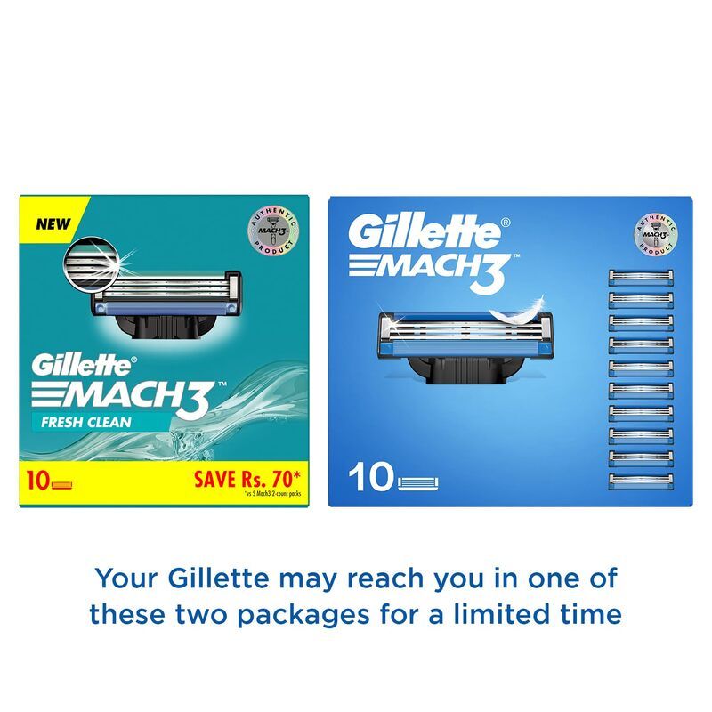 Gillette Mach 3 Shaving Blades for men (Pack of 10 Cartridges) Buy at Indicrest Image 3