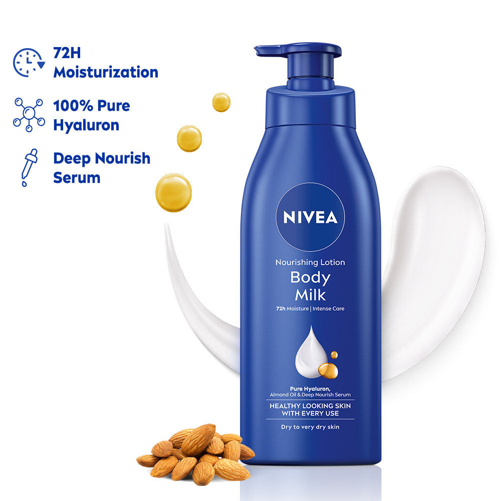 Nivea Deep Moisture Serum Vit E Body Lotion 48H Intense Moisturization Almond Oil Dry-Very Dry Skin, 400ml Buy at Indicrest Image 2