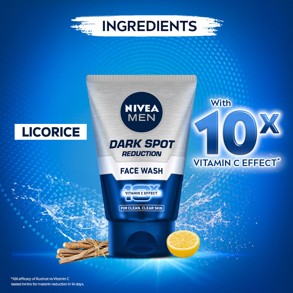Nivea MEN Face Wash, Dark Spot Reduction, for Clean & Clear Skin with 10x Vitamin C Effect, 100g Buy at Indicrest Image 5