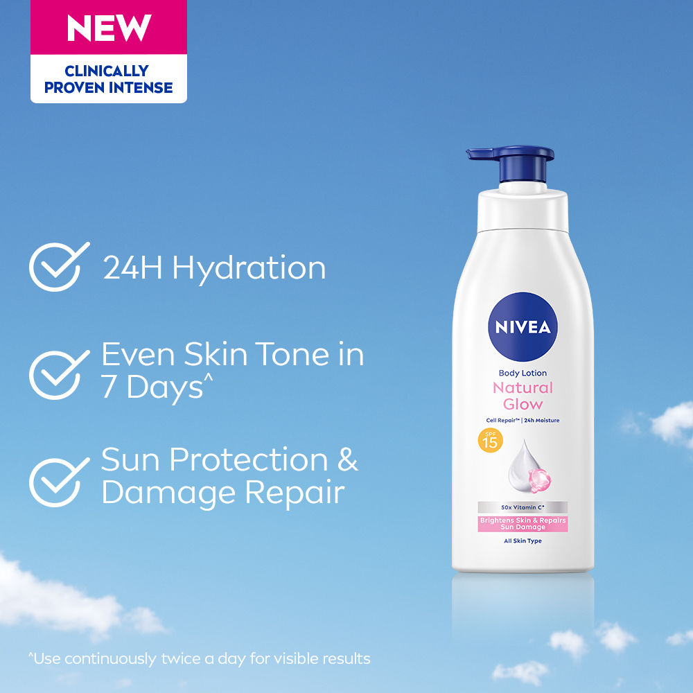 Nivea Cell Repair 50X Vit C Sunscreen Natural Glow Body Lotion Reduces Tan, Brightens - Uva & Uvb, 400ml Buy at Indicrest Image 4
