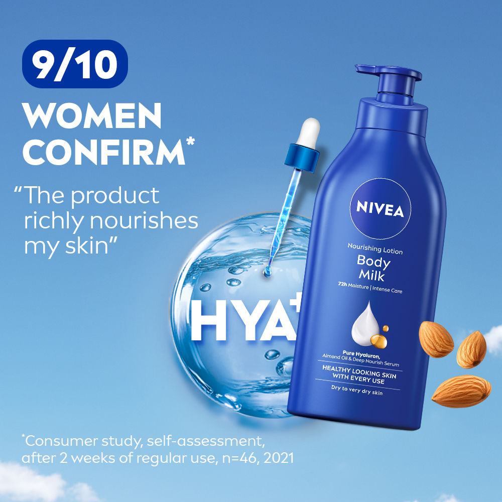 Nivea Deep Moisture Serum Vit E Body Lotion 72H Intense Moisturization Almond Oil Dry Very Dry Skin, 600ml Buy at Indicrest Image 7