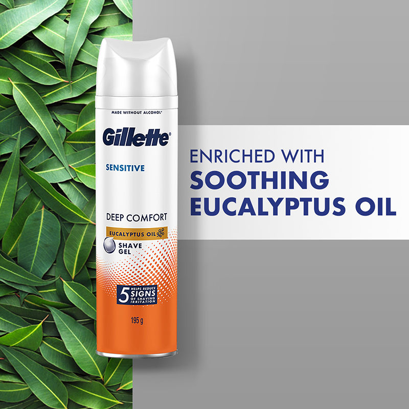 Gillette Sensitive Shaving Gel, Deep Comfort With Aloe Vera 0% Parabene, 195g Buy at Indicrest Image 4