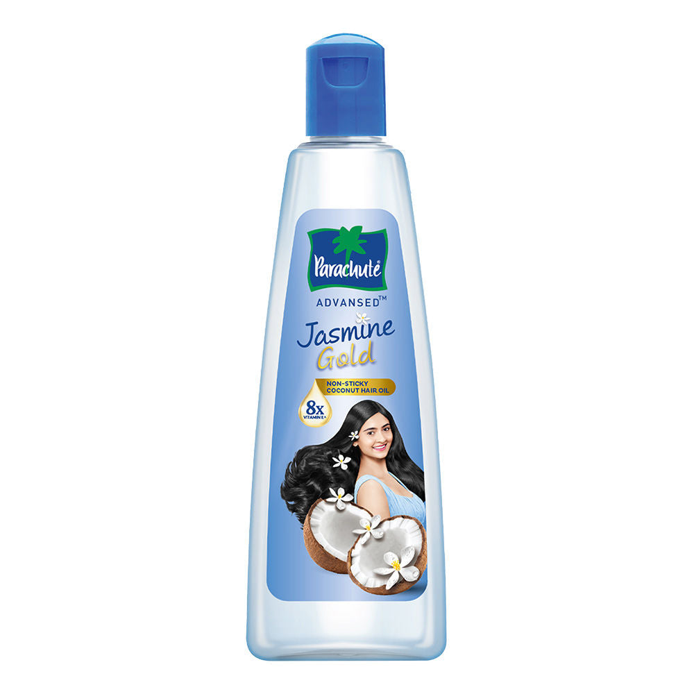 Parachute Advansed Jasmine Gold Coconut Hair Oil, Vitamin-E, Super Shiny Hair, Non-sticky, 300ml Buy at Indicrest Image 2
