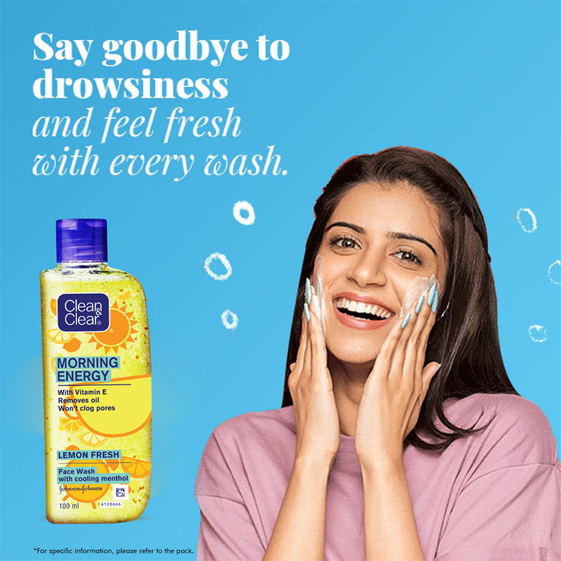 Clean & Clear Morning Energy Lemon Fresh Face Wash - Gentle Cleanser with Menthol for Oily Skin, 100ml Buy at Indicrest Image 5