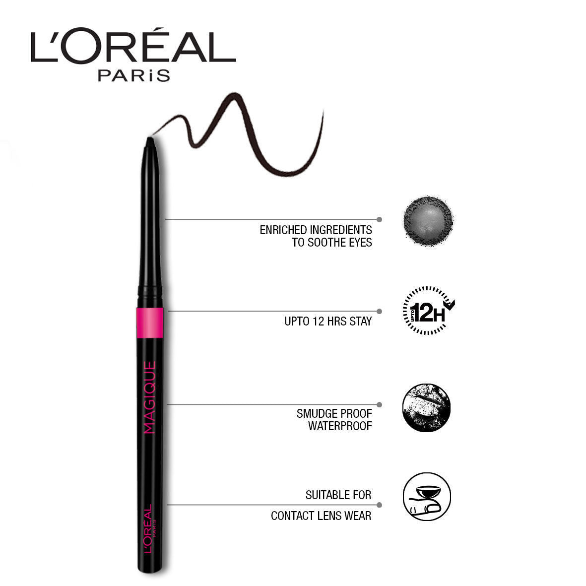 L'Oreal Paris Kajal Magique - Supreme Black, 0.35g Buy at Indicrest Image 4