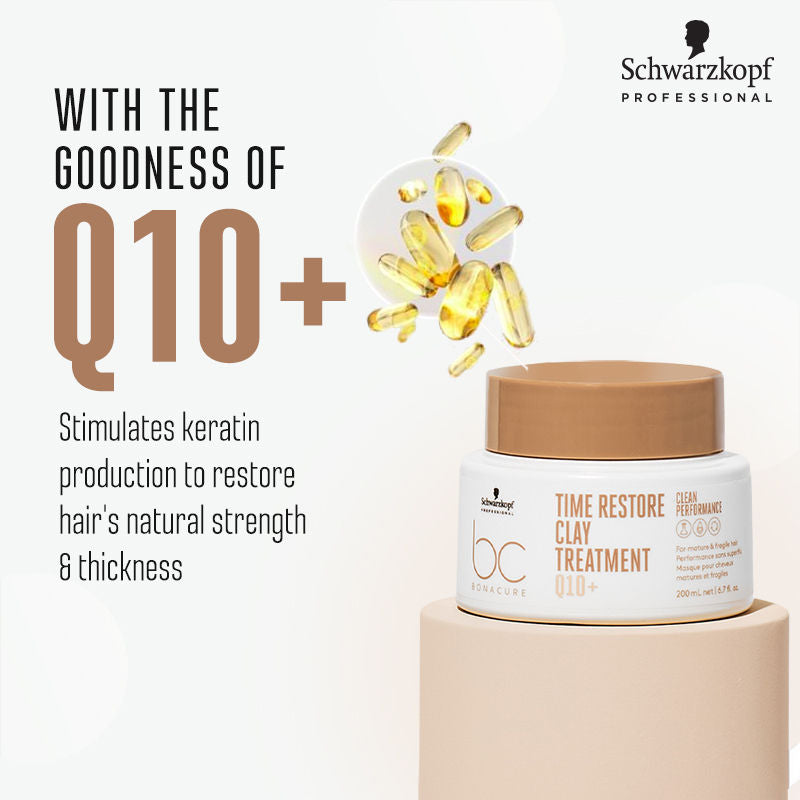 Schwarzkopf Professional Bonacure Time Restore Clay Treatment Mask With Q10+ - For Mature Hair, 200ml Buy at Indicrest Image 5