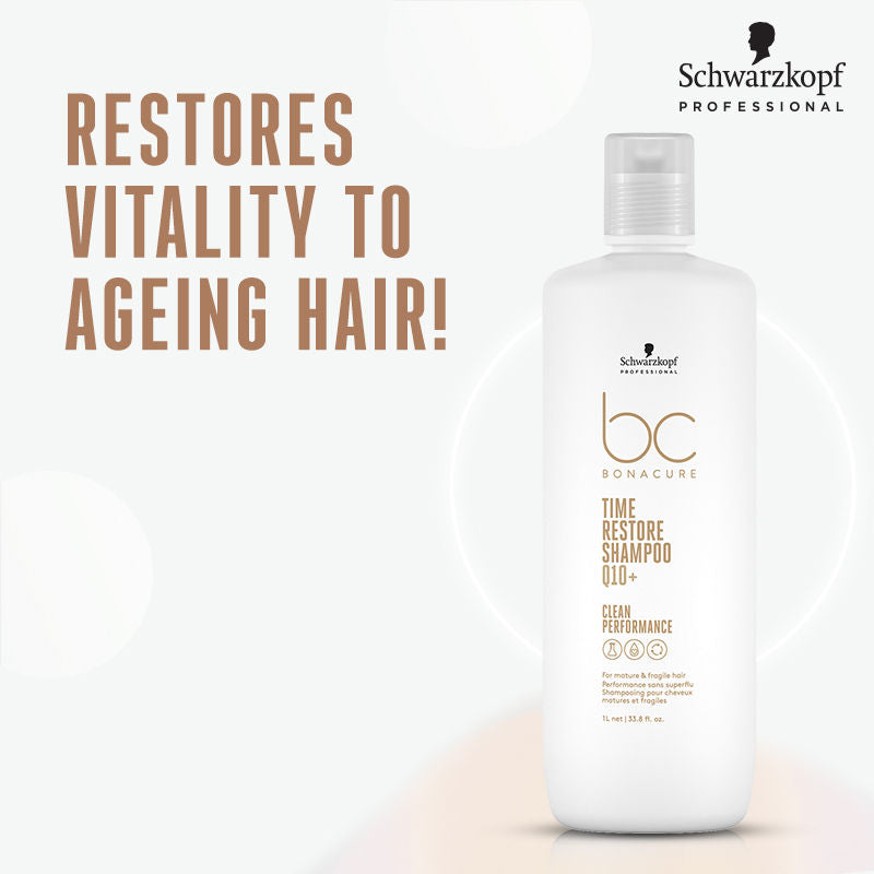 Schwarzkopf Professional Bonacure Time Restore Shampoo With Q10+ - For Mature Hair, 1000ml Buy at Indicrest Image 3