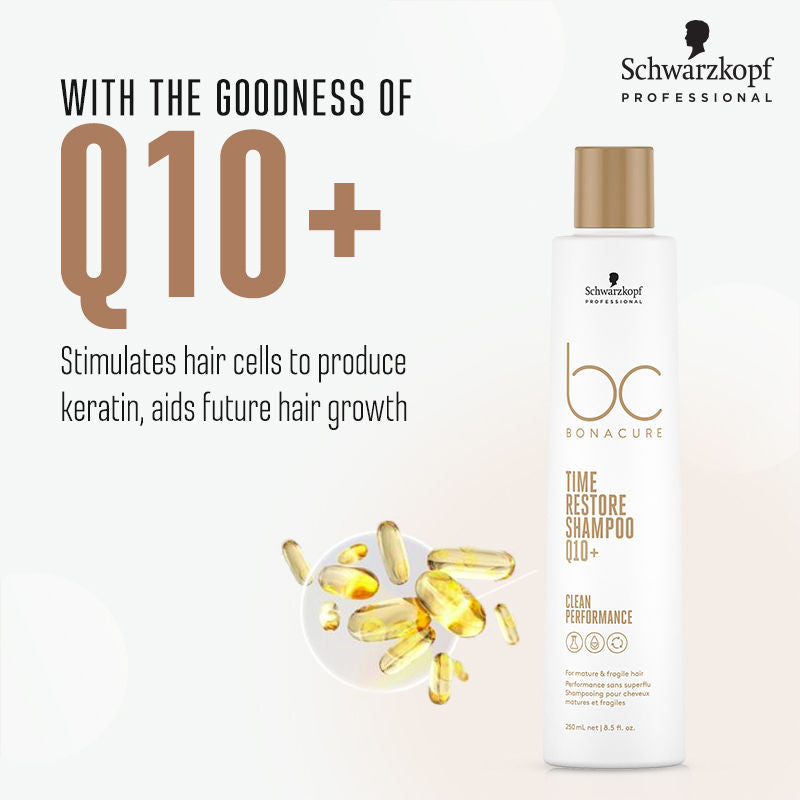 Schwarzkopf Professional Bonacure Time Restore Shampoo With Q10+ - For Mature Hair, 250ml Buy at Indicrest Image 5
