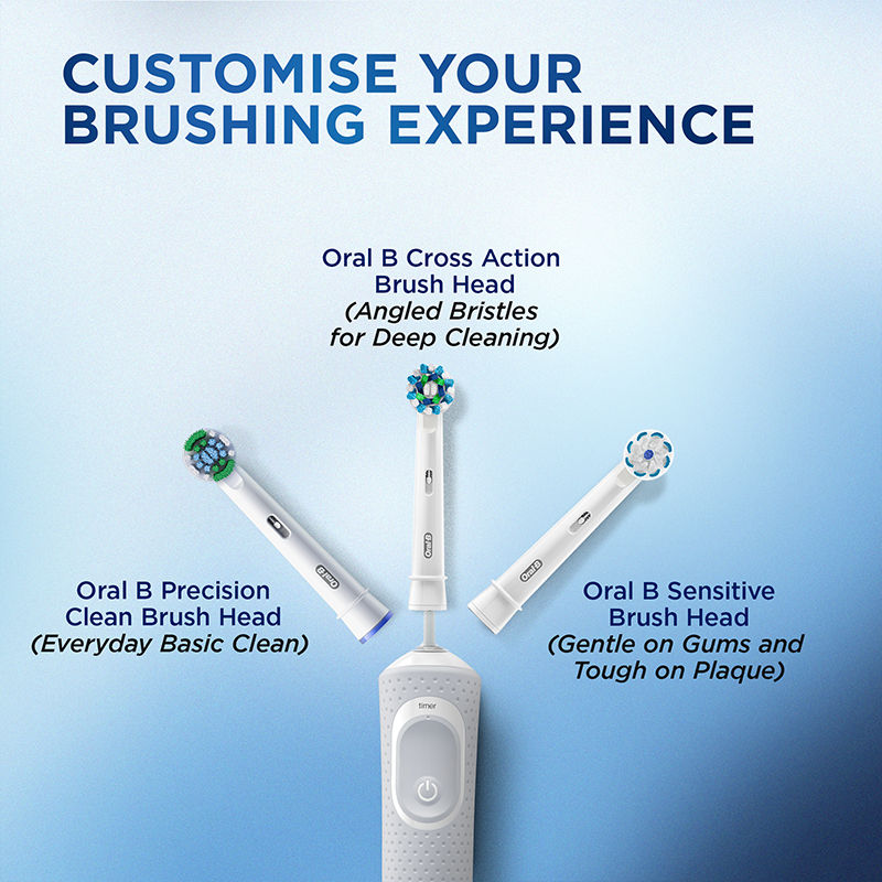 Oral-B Vitality 100 Cross Action Electric Rechargeable Toothbrush (White) Buy at Indicrest Image 6