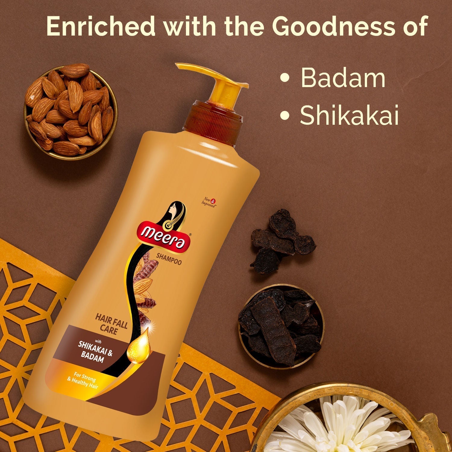 Meera Hairfall Care Shampoo, With Goodness Of Badam and Shikakai, 340ml Buy at Indicrest Image 5