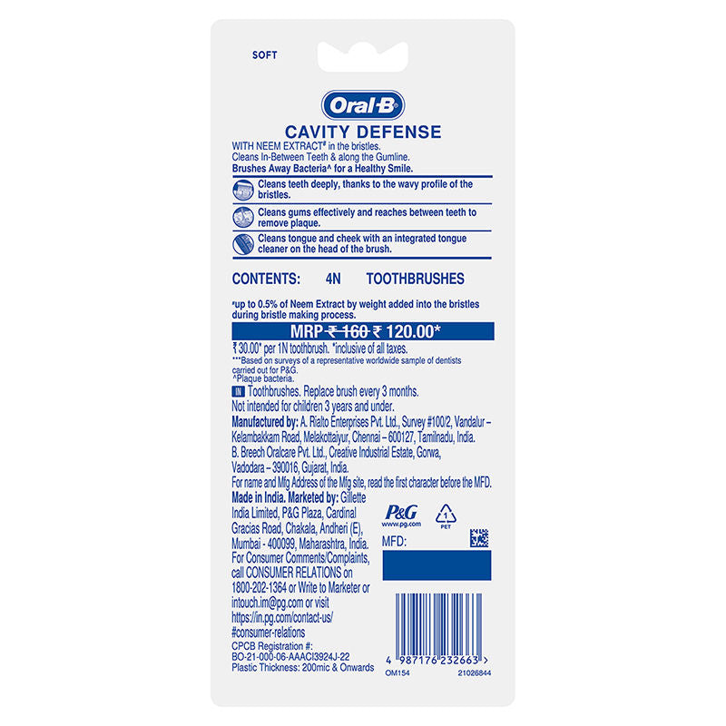 Oral-B 123 Toothbrush with Neem Extract - Soft Buy at Indicrest Image 3