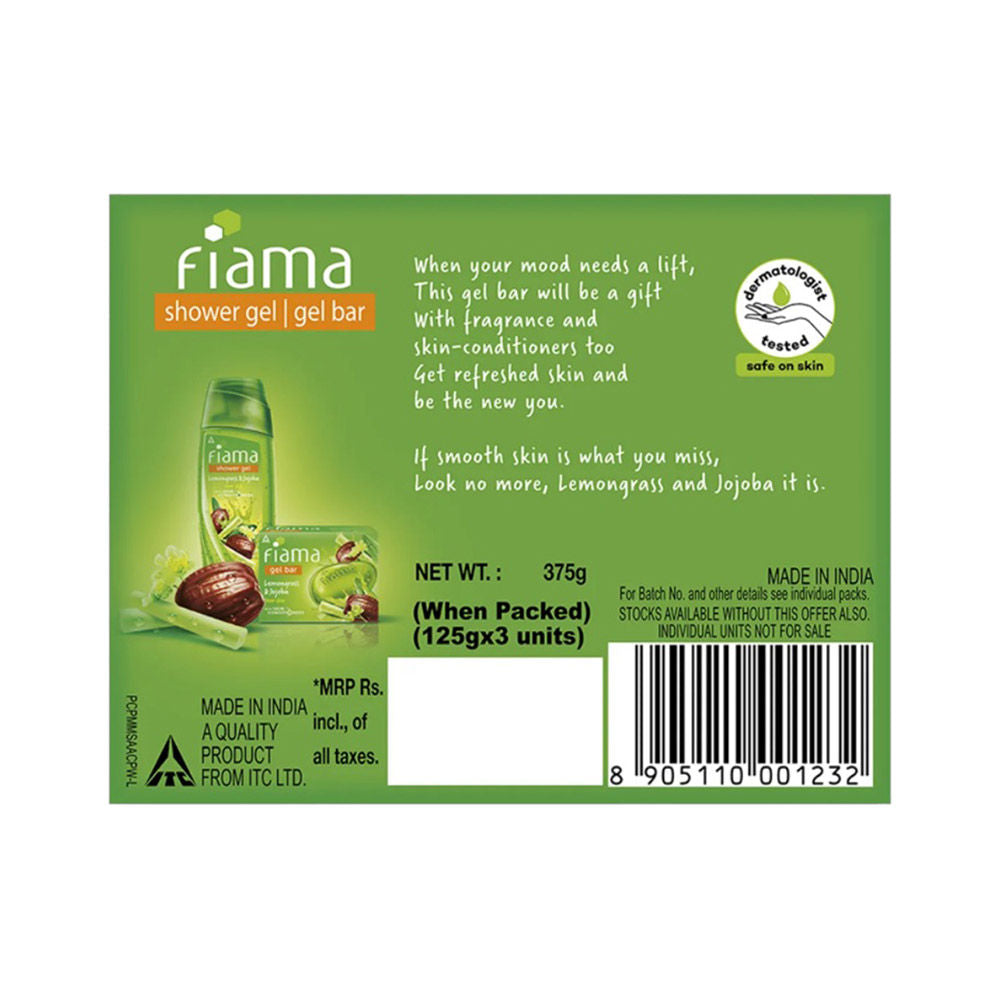 Fiama Lemongrass & Jojoba Gel Bar, Smooth Skin, Skin Friendly PH, Safe On Skin (Pack of 3), 125g Each Buy at Indicrest Image 3