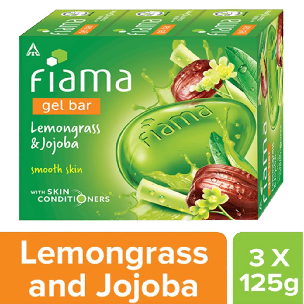 Fiama Lemongrass & Jojoba Gel Bar, Smooth Skin, Skin Friendly PH, Safe On Skin (Pack of 3), 125g Each Buy at Indicrest Image 2