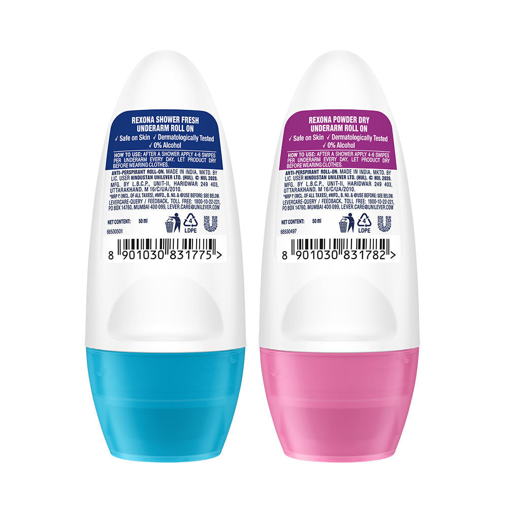Rexona Shower Fresh & Powder Dry Underarm Roll On (Pack of 2), 2 pieces Buy at Indicrest Image 3