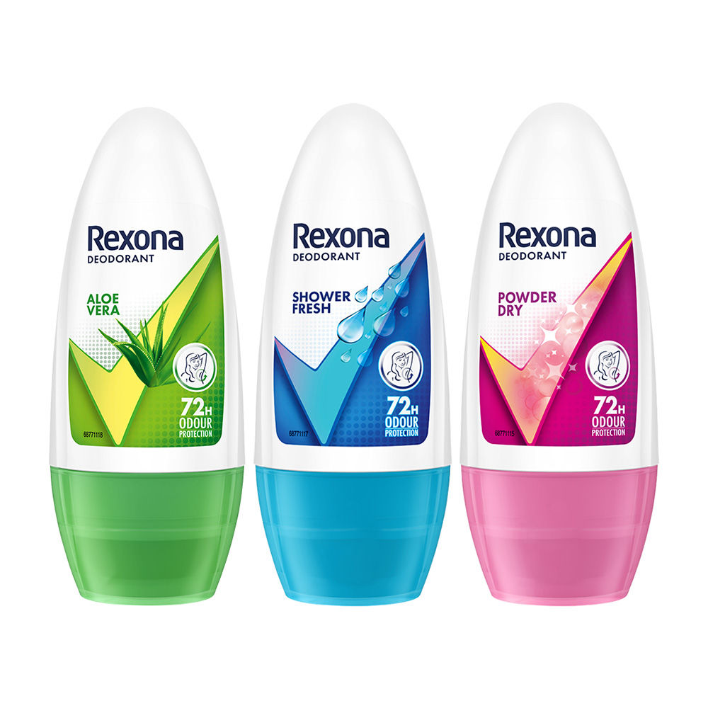Rexona Aloe Vera, Shower Fresh & Powder Dry Underarm Roll On (Pack Of 3), 3 pieces Buy at Indicrest