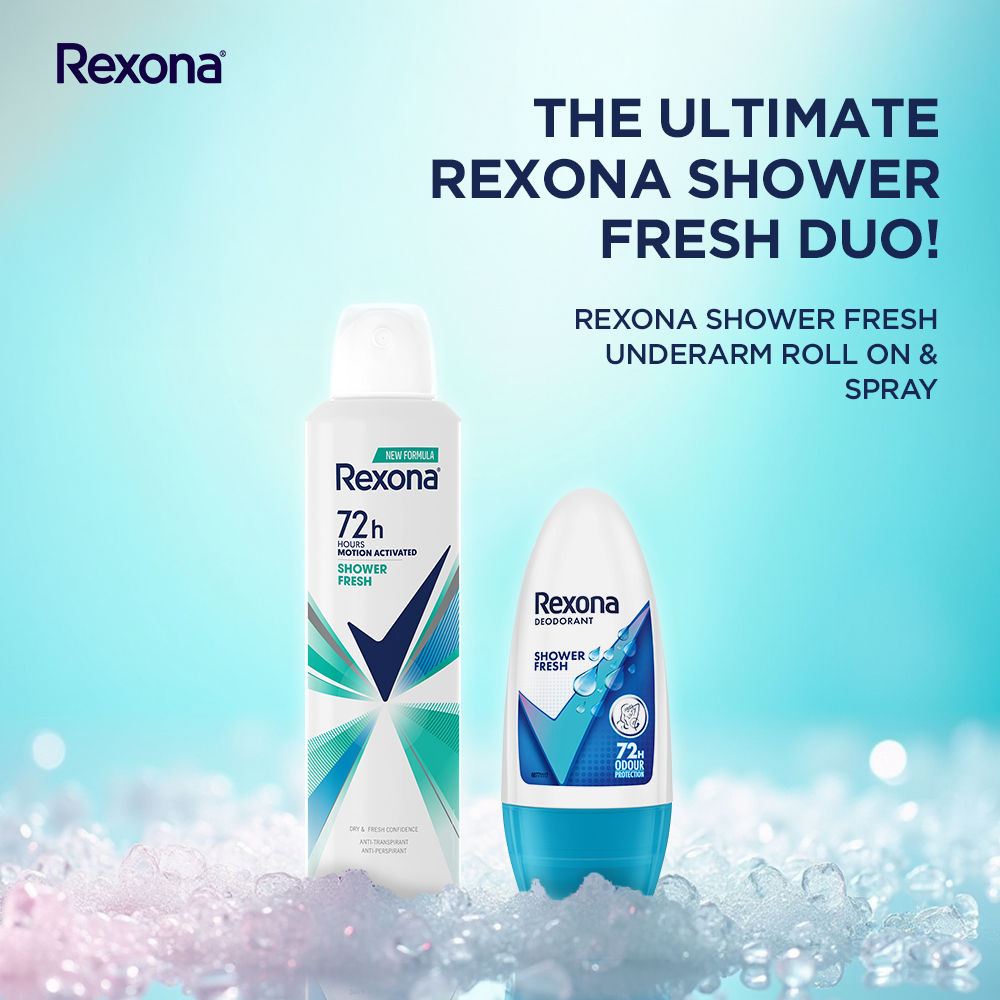 Rexona Shower Fresh Underarm Roll On, 50ml & Shower Fresh Antiperspirant Deodrant, 200ml 2 pieces Buy at Indicrest Image 8