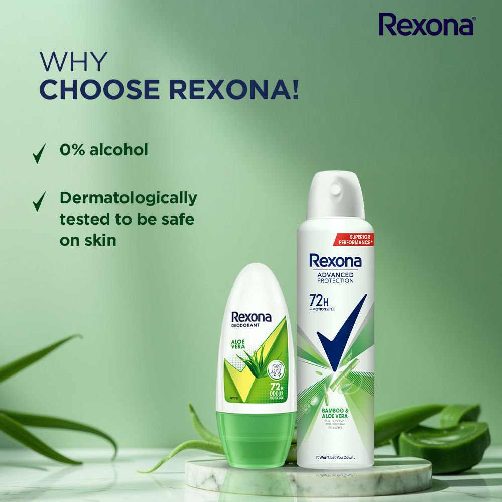Rexona Aloe Vera Underarm Roll On, 50ml & Aloe Vera Antiperspirant Deodorant, 200ml 2 pieces Buy at Indicrest Image 6