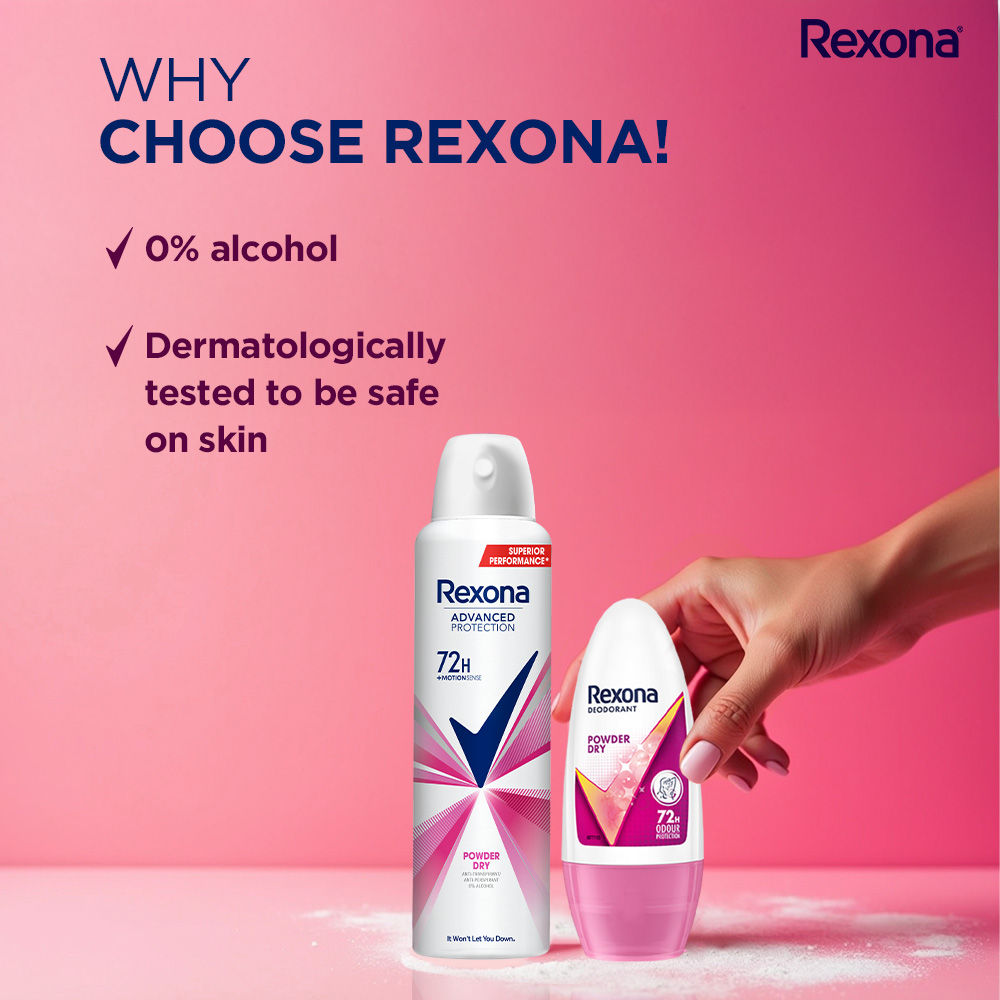 Rexona Powder Dry Underarm Roll On, 50ml & Powder Dry Antiperspirant Deodorant, 200ml 2 pieces Buy at Indicrest Image 6