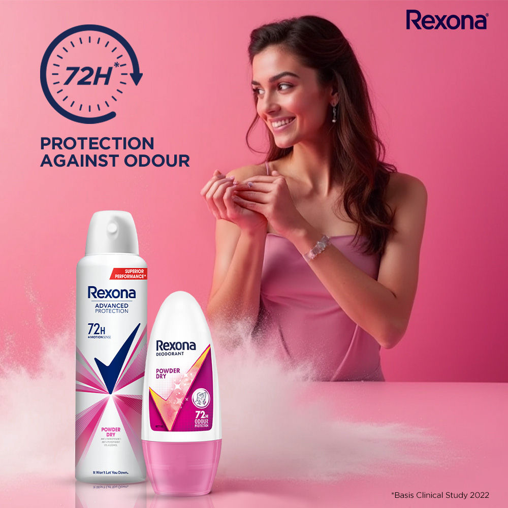 Rexona Powder Dry Underarm Roll On, 50ml & Powder Dry Antiperspirant Deodorant, 200ml 2 pieces Buy at Indicrest Image 7