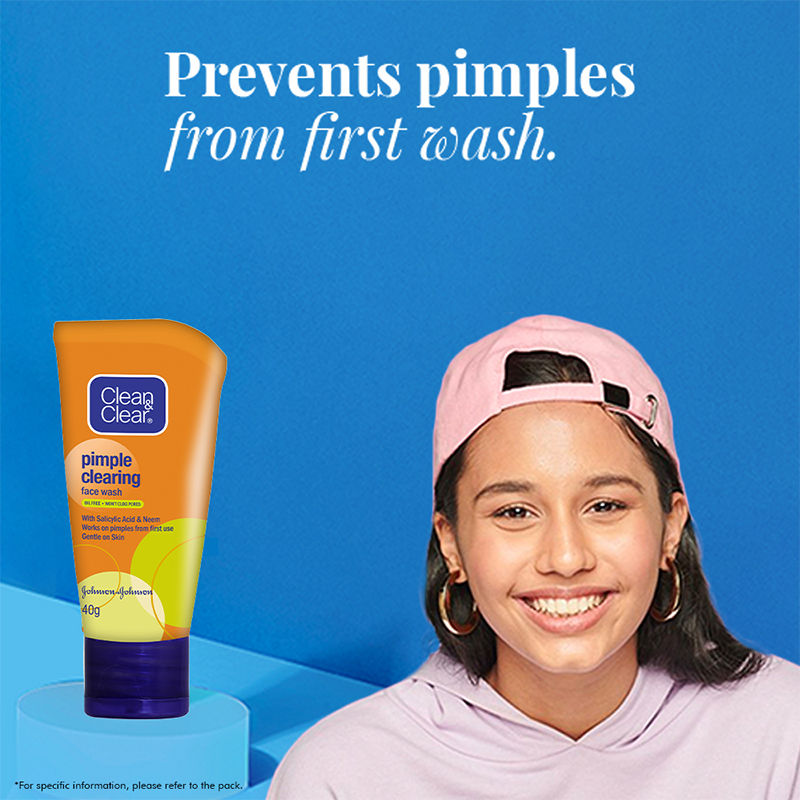 Clean & Clear Pimple Clearing Face Wash with Neem & Salicylic Acid for Oily and Acne-Prone Skin, 40g Buy at Indicrest Image 3