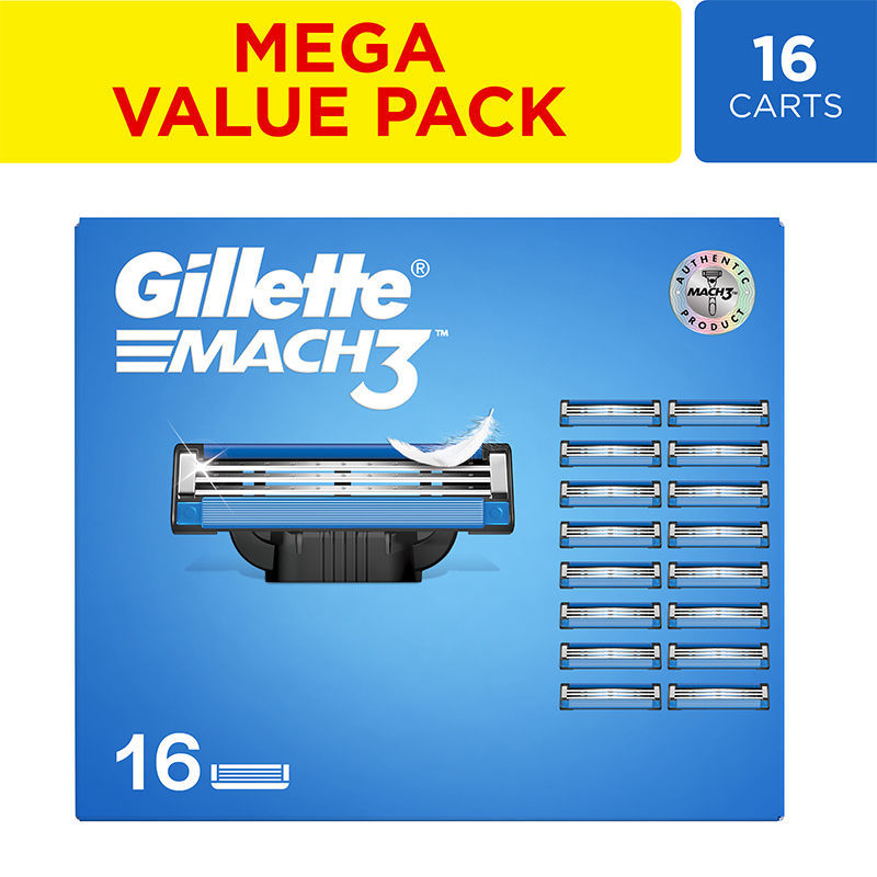 Gillette Mach 3 Shaving Blades for men (Pack Of 16 Cartridges) Buy at Indicrest