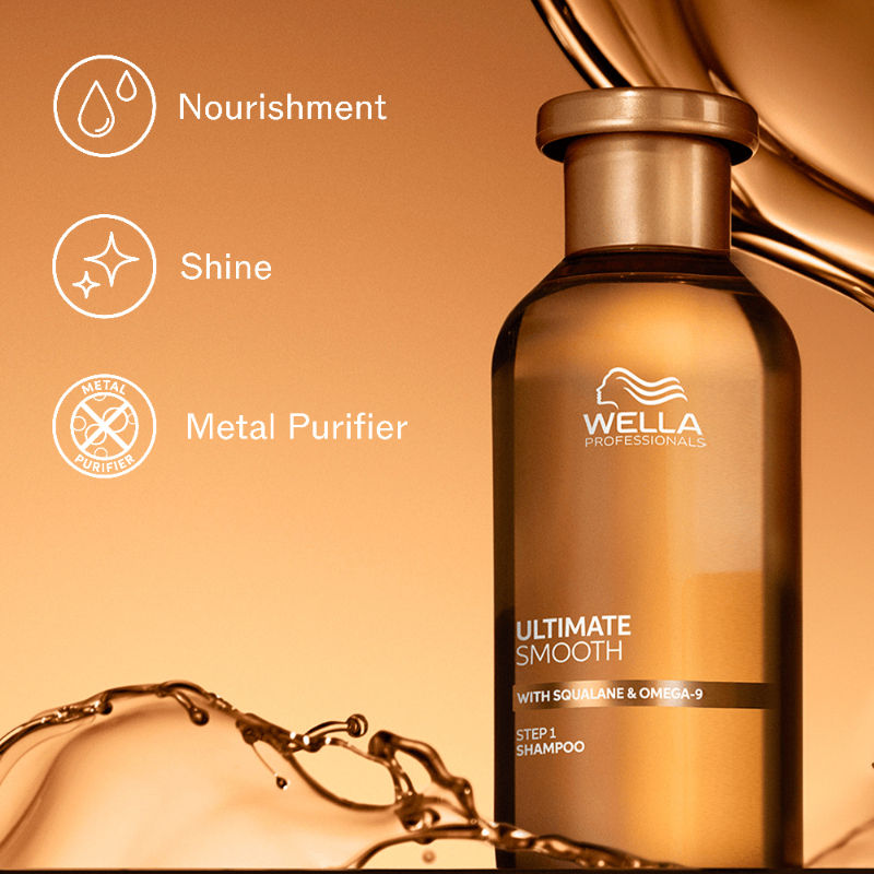 Wella Professionals Ultimate Smooth Shampoo With Squalane & Omega-9 For Dull & Frizzy Hair, 250ml Buy at Indicrest Image 2