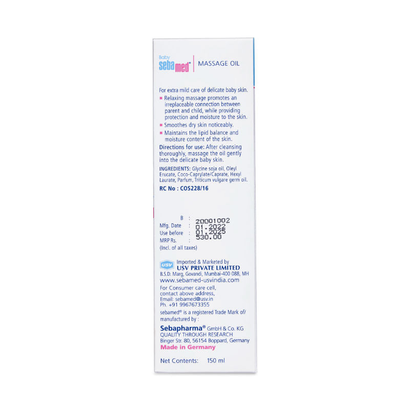 Sebamed Baby Massage Oil, Contains Soya Oil & Vitamin F, Non Greasy, Does Not Solidify, 150ml Buy at Indicrest Image 4