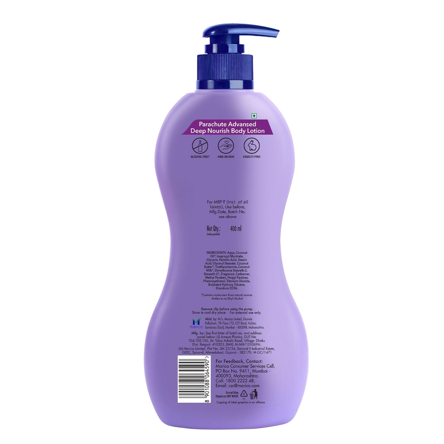 Parachute Advansed Deep Nourish Body Lotion For Women & Men - 100% Natural, 72h Moisturisation, 400ml Buy at Indicrest Image 2